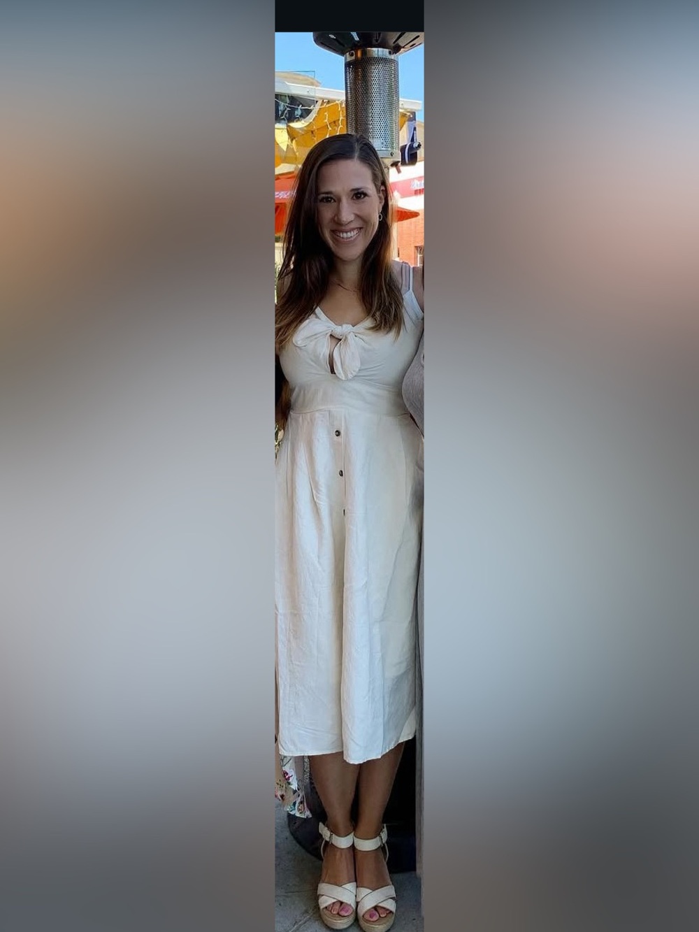 WORN ONCE - Express Linen Blend Button Front Tie Midi Dress - Picture 4 of 4
